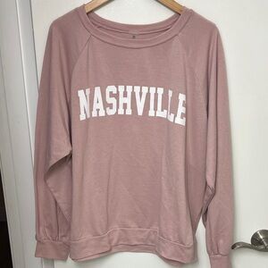 As Revival, Dusty Rose sweatshirt w/ Nashville in white, on the Front Sz M